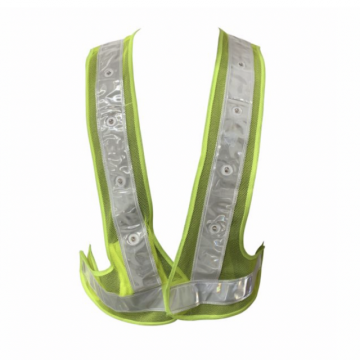 LED Flashing Polyester Vest with Hi-Vis Reflective Tape and Velcro Closure